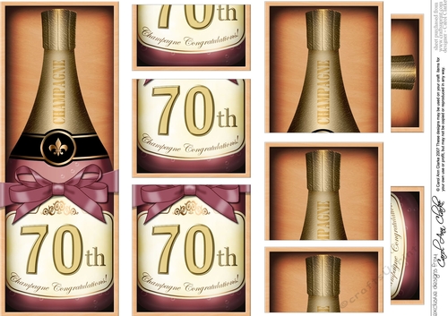 DL 70th Birthday Champagne in a Box with top & bottom stacker