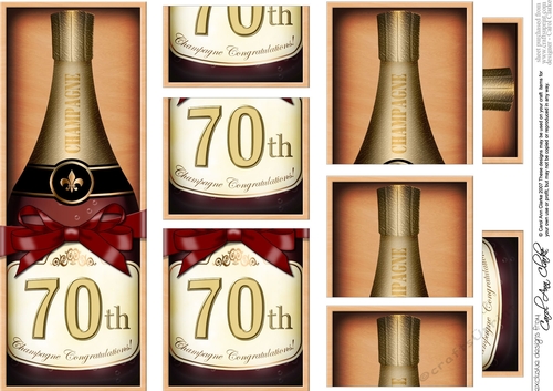 DL 70th Birthday Champagne in a Box with top & bottom stacker