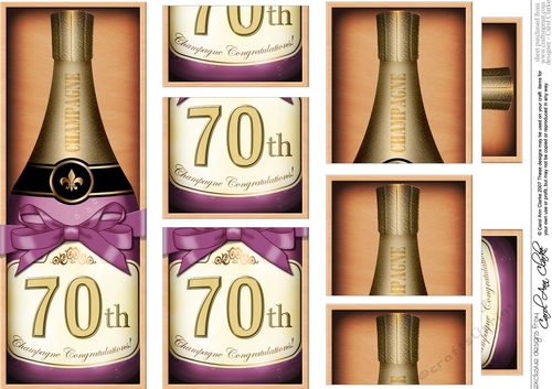 DL 70th Birthday Champagne in a Box with top & bottom stacker