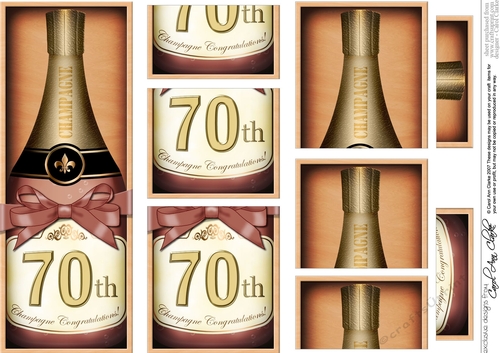 DL 70th Birthday Champagne in a Box with top & bottom stacker