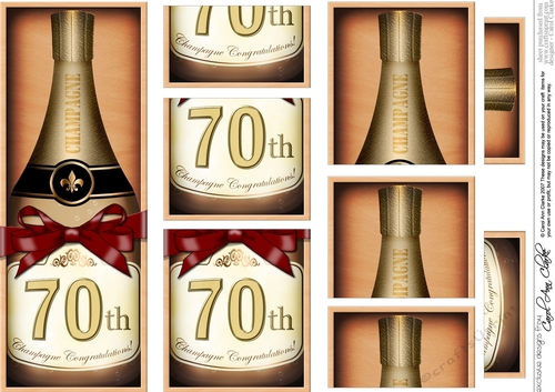 DL 70th Birthday Champagne in a Box with top & bottom stacker