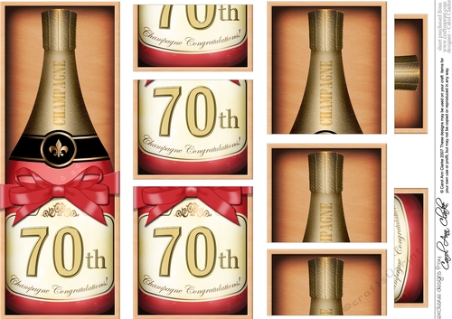 DL 70th Birthday Champagne in a Box with top & bottom stacker