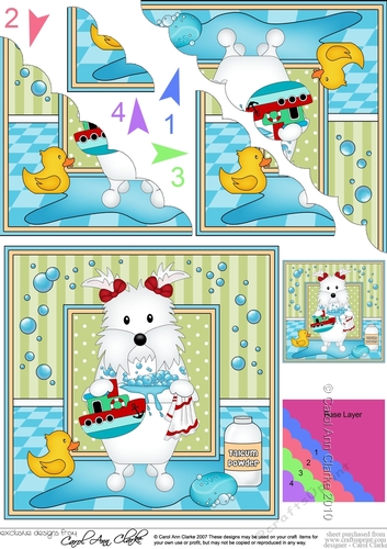 Square Landscape Insert - Bathtub Buddies - Little Westie Dog