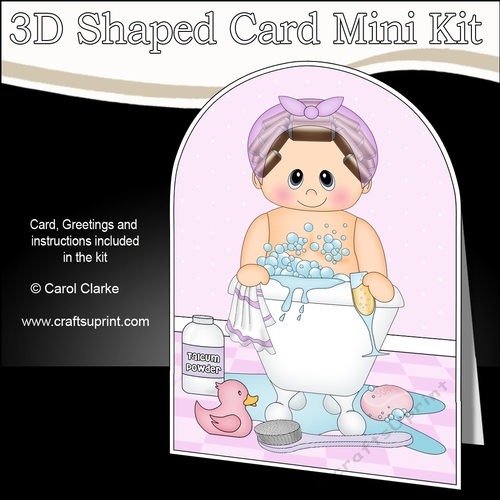 3D Shaped Card Kit - Bathtub Buddies - Cute Young Lady