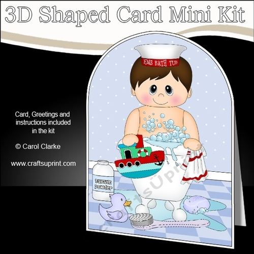 3D Shaped Card Kit - Bathtub Buddies - Cute Young Man