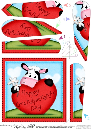 Milly Moo Cow Grandparents Day Heart Fan Pyramage Topper