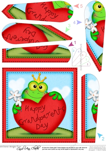 Freddy Frog Grandparents Day Heart Fan Pyramage Topper