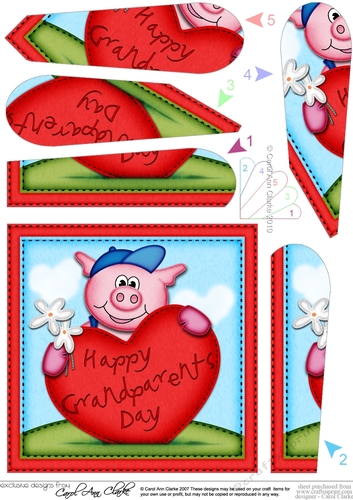 Ziggy Piggy Grandparents Day Heart Fan Pyramage Topper
