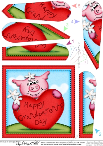 Zoe Piggy Grandparents Day Heart Fan Pyramage Topper