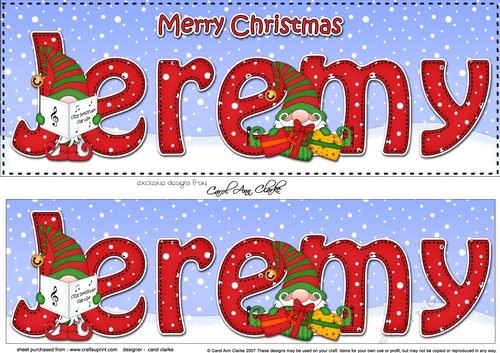 Large DL Merry Christmas JEREMY 3D decoupage