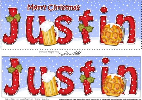 Large DL Merry Christmas JUSTIN 3D decoupage