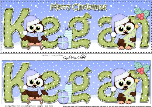 Large DL Merry Christmas KEGAN 3D decoupage