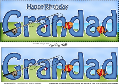 Large DL Happy Birthday GRANDAD 3D decoupage with Fishing