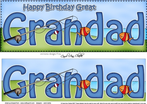 Large DL Happy Birthday GREAT GRANDAD 3D decoupage with Fishing