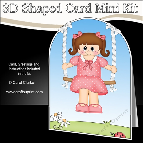 3D Shaped Card  Kit - Swinging High - Cute Little Girl