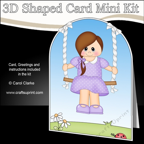 3D Shaped Card  Kit - Swinging High - Cute Teenage Girl