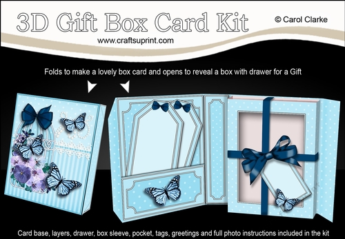 3D Gift Box Card Kit 3d Decoupage - Butterfly & Flowers Birdcage