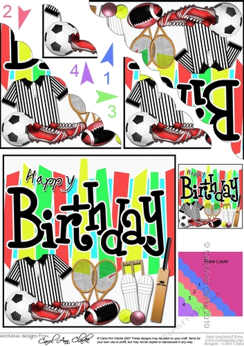 Birthday Sports and Games Scalloped Corner Stacker
