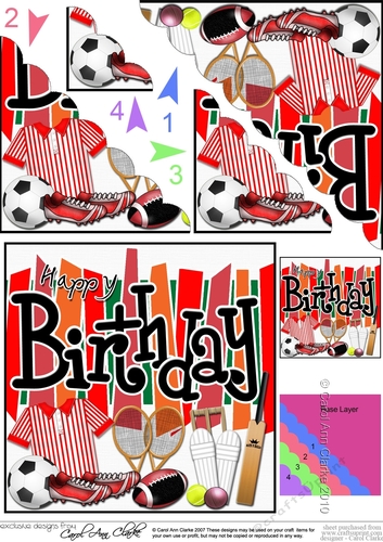 Birthday Sports and Games Scalloped Corner Stacker