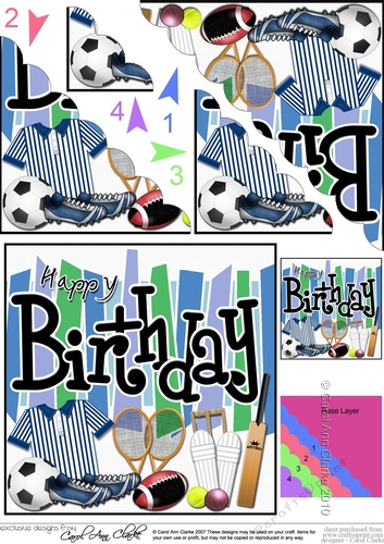 Birthday Sports and Games Scalloped Corner Stacker