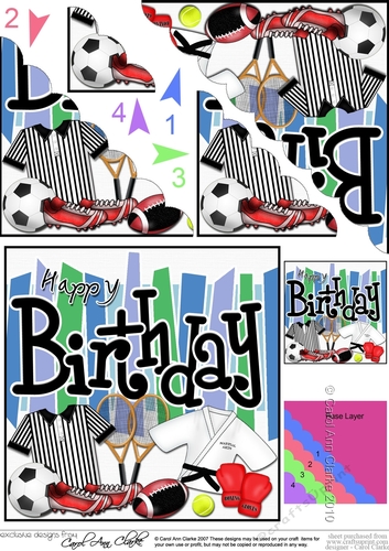 Birthday Sports and Games Scalloped Corner Stacker