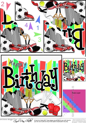 Birthday Sports and Games Scalloped Corner Stacker