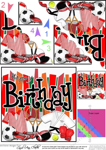 Birthday Sports and Games Scalloped Corner Stacker