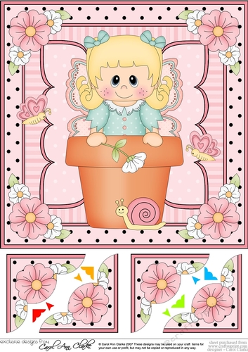  8 x 8 Flower Pot Friends Cute Little Fairy Scalloped Corner Stacker