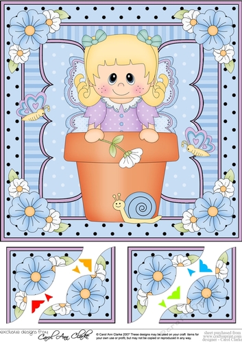  8 x 8 Flower Pot Friends Cute Little Fairy Scalloped Corner Stacker