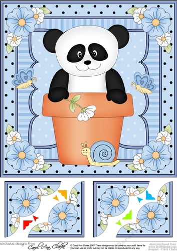  8 x 8 Flower Pot Friends Cute Little Panda Scalloped Corner Stacker