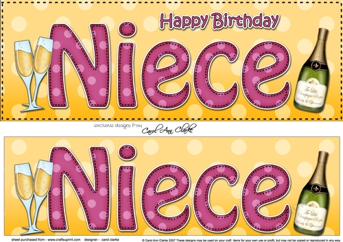 Large DL Happy Birthday NIECE 3D decoupage with Champagne