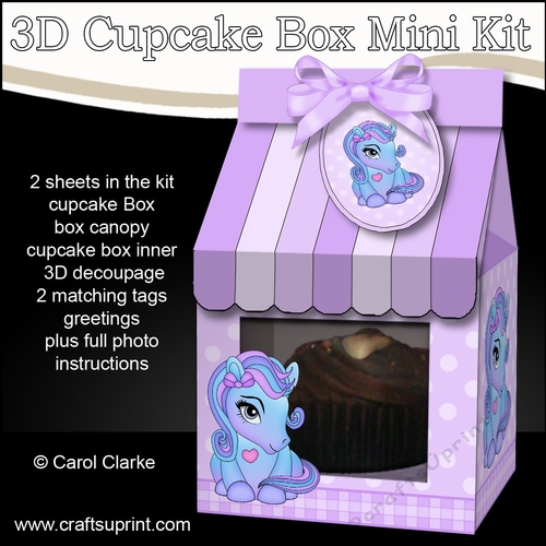 3D Mini Milk Carton Cupcake Treat Box Mini Kit - Cute Little Pony 