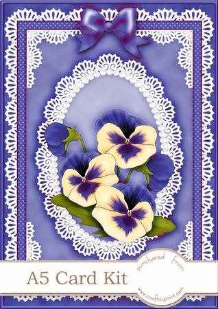 A5 Pansy, Lace and Pearls Kit with 3D Decoupage and Pyramage