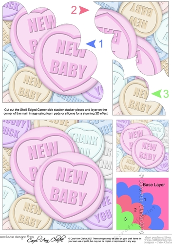 New Baby Sweet Heart Shell Edged Corner side stacker