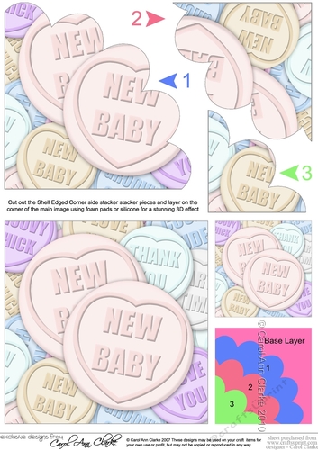 New Baby Sweet Heart Shell Edged Corner side stacker