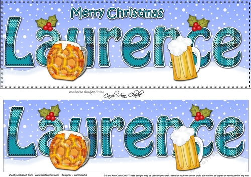 Large DL Merry Christmas LAURENCE 3D decoupage