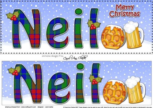Large DL Merry Christmas LAURENCE 3D decoupage