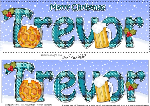 Large DL Merry Christmas TREVOR 3D decoupage