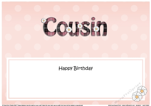Large DL Happy Birthday COUSIN insert with tartan