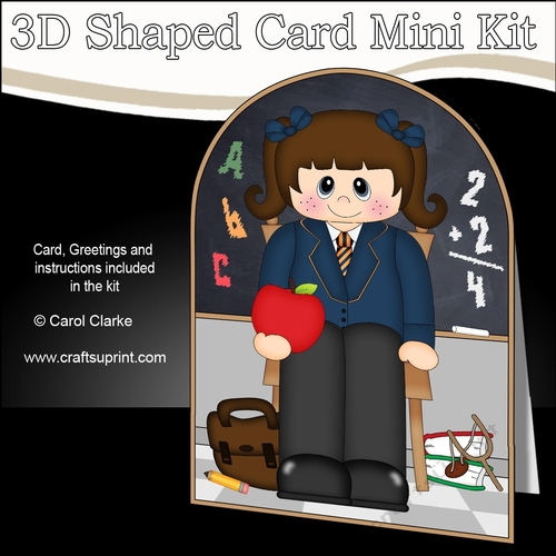 3D Shaped Card Kit - Cute Little Schoolgirl