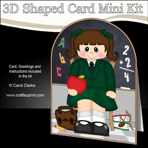 3D Shaped Card Kit - Cute Little Schoolgirl