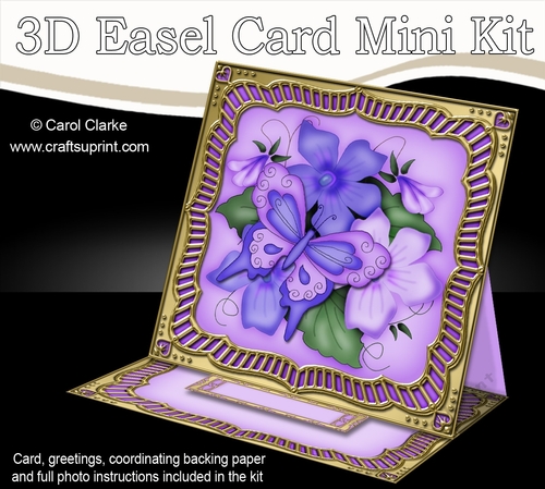 3D Easel Card Mini Kit - Butterfly & Flowers on Gold Frame
