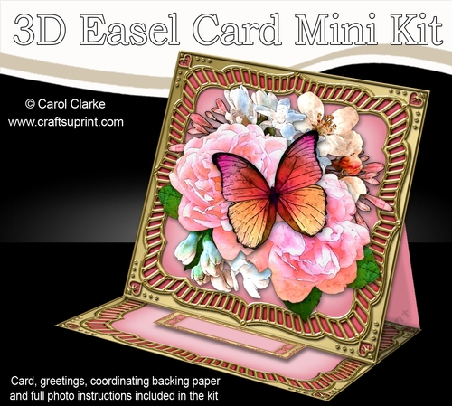 3D Easel Card Mini Kit - Butterfly & Flowers on Gold Frame