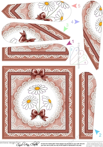 Denim and Daisies Quick Card with Fan Pyramage Topper
