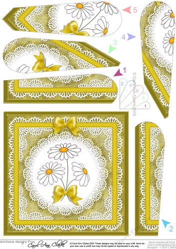 Denim and Daisies Quick Card with Fan Pyramage Topper