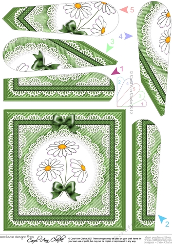 Denim and Daisies Quick Card with Fan Pyramage Topper
