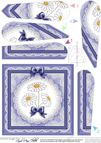 Denim and Daisies Quick Card with Fan Pyramage Topper
