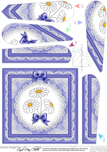 Denim and Daisies Quick Card with Fan Pyramage Topper
