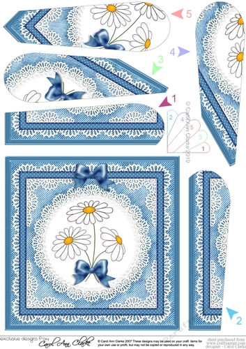 Denim and Daisies Quick Card with Fan Pyramage Topper