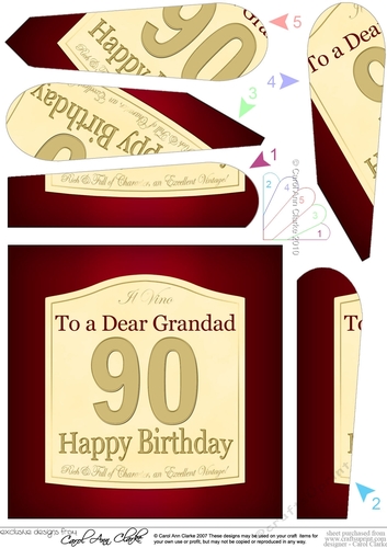 90th Birthday Grandad Wine Label Fan Pyramage Topper